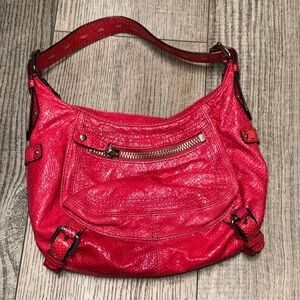Giant Bini pink snakeskin faux leather shoulder bag purse EUC